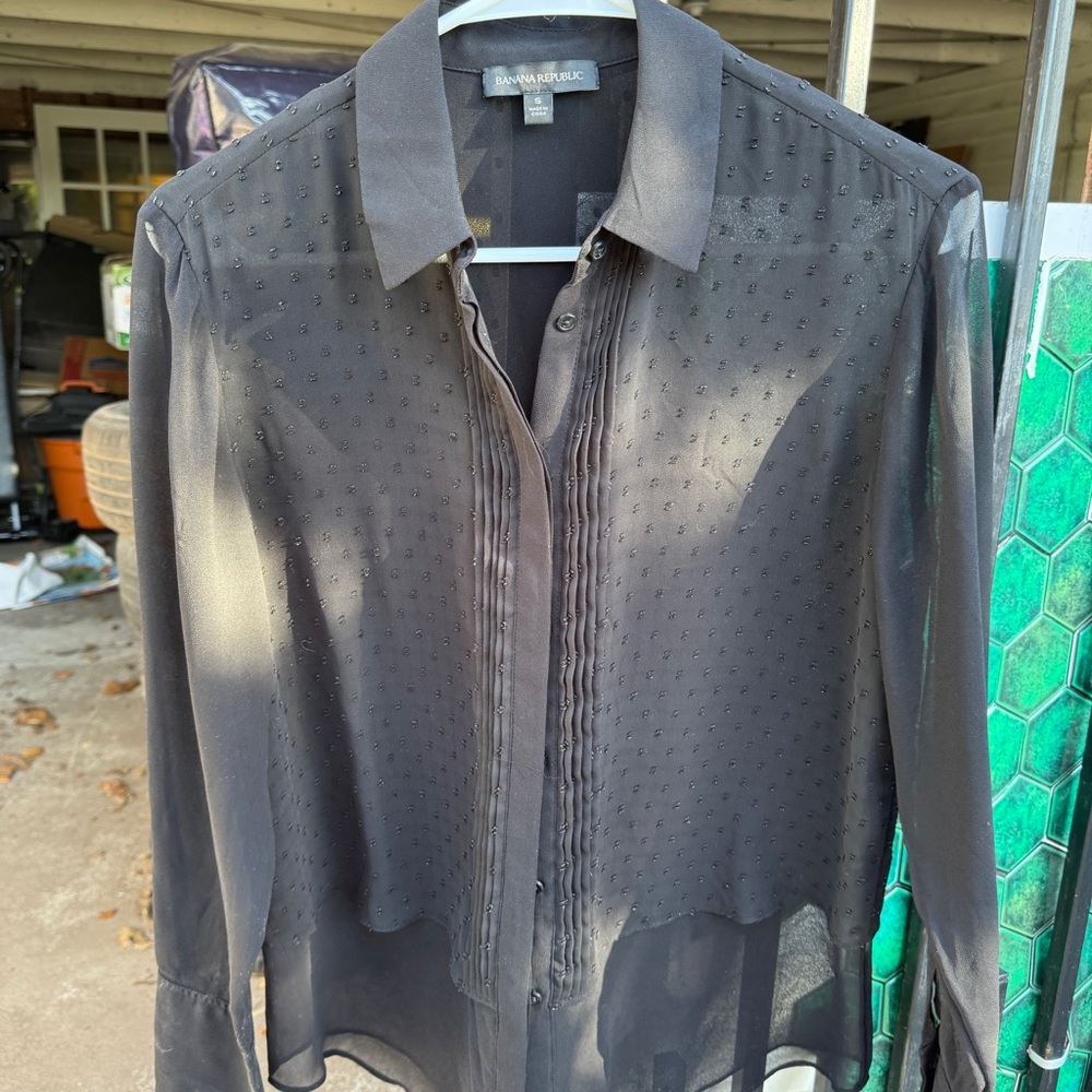 Banana Republic Black Sheer Blouse